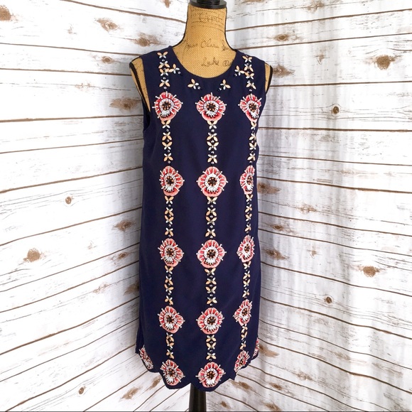 Banana Republic Dresses & Skirts - Gorgeous! Beaded & rhinestone navy BR dress S-M